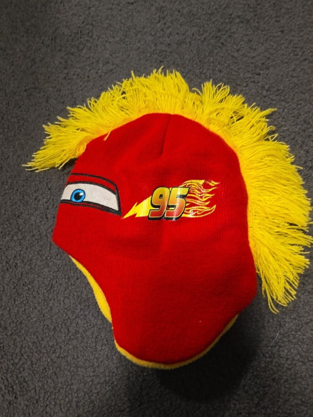 Disney Lightning McQueen Red and Yellow Knit Pom-Pom Hat - Picture 3 of 5